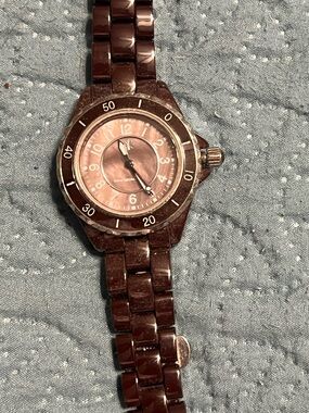 Mauve  Ladies' Link Bracelet Watch with Pink Dial new battery